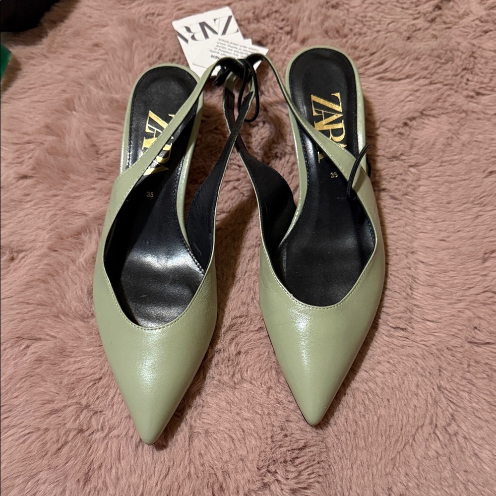 Sold Brand new Zara Sage Green Pointed Toe Heels